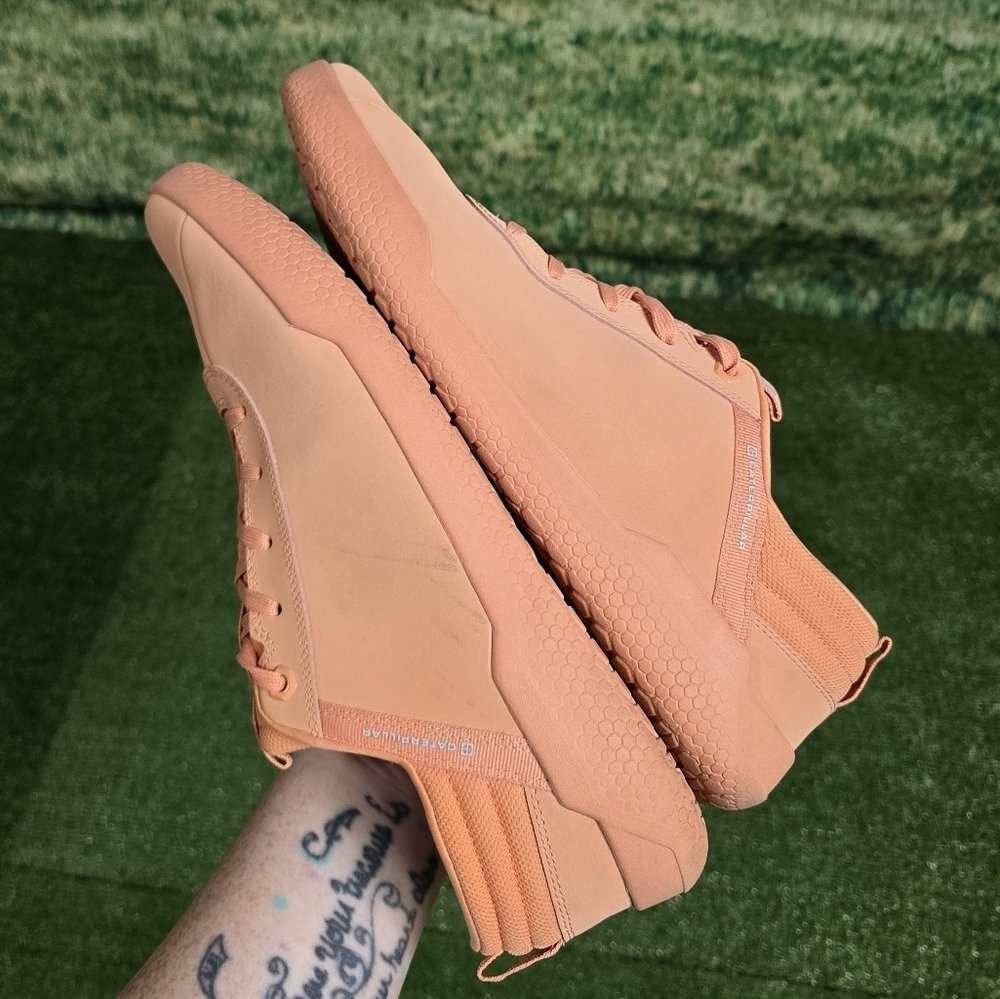 Caterpillar |  Mens Hex NuBuck laced steetwear trainers \ coral \ size 12